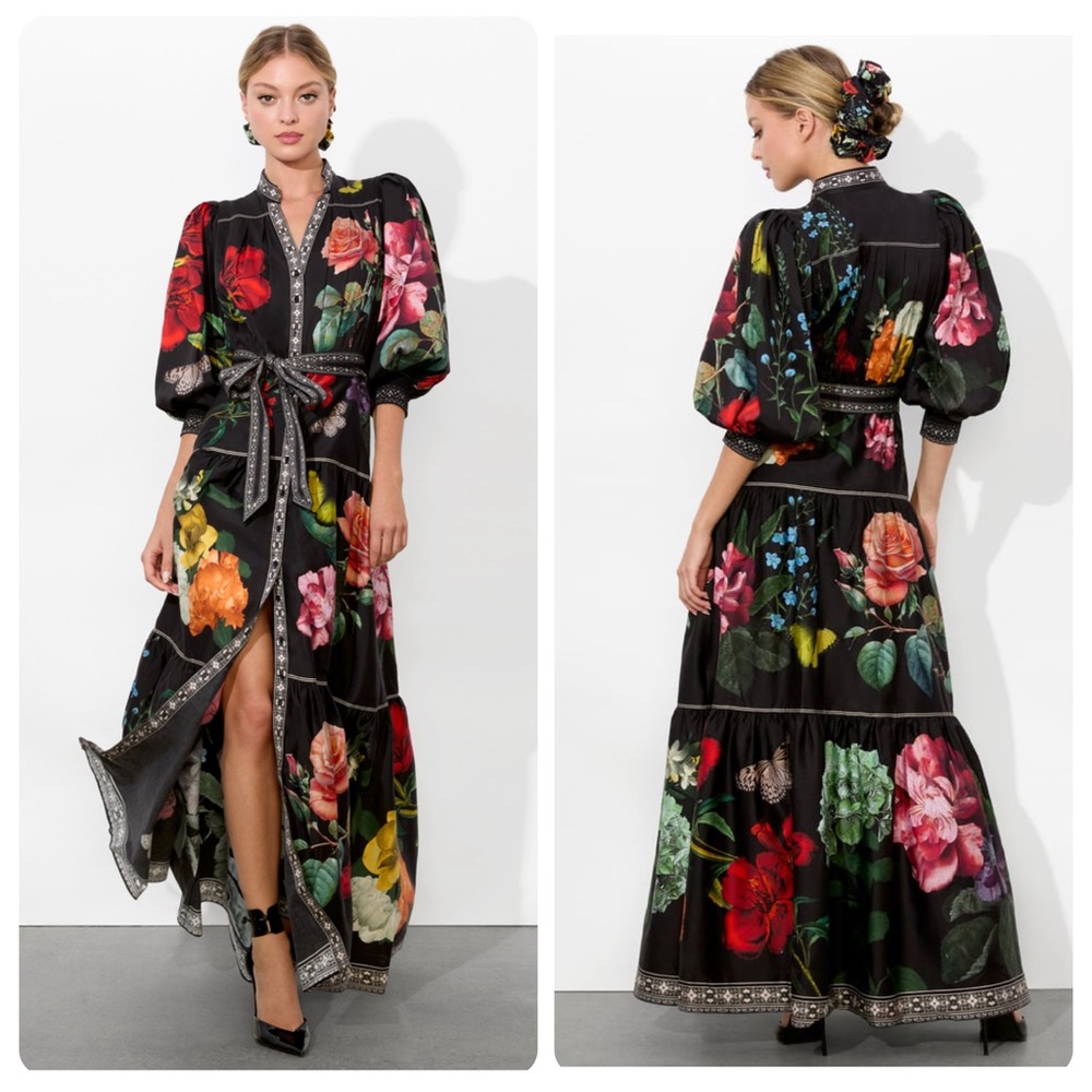 Alice + Olivia Black Floral Maxi Dress
